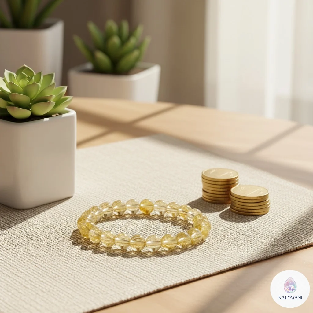 Certified 8mm Citrine crystal bracelet for wealth manifestation and success, pre-activated for USA customers.