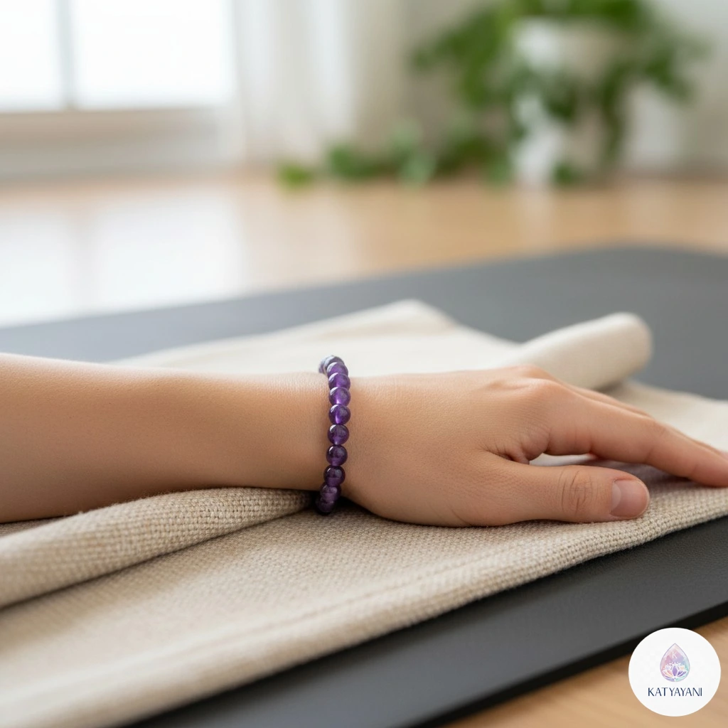 Certified 8mm Amethyst crystal bracelet for emotional healing and sleep support, pre-activated for USA customers.