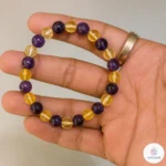 Amethyst & Citrine Crystal Bracelet 8mm - Certified Pre-Activated Dual Stone for Abundance & Spiritual Protection