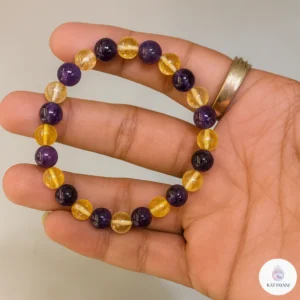 Certified Citrine and Amethyst crystal bracelet for success and emotional balance, pre-activated for USA customers.