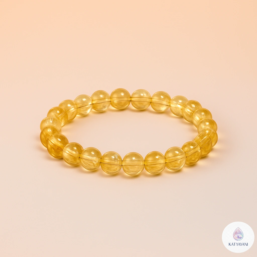Certified 8mm Citrine crystal bracelet for wealth manifestation and success, pre-activated for USA customers.