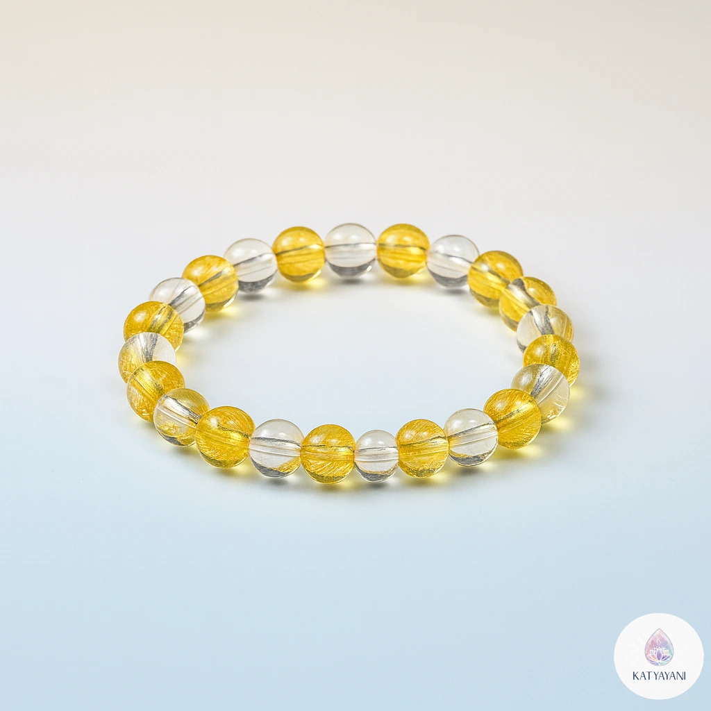Certified Clear Quartz and Citrine crystal bracelet for manifestation and success, pre-activated for USA customers.