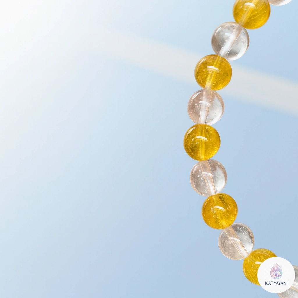 Certified Clear Quartz and Citrine crystal bracelet for manifestation and success, pre-activated for USA customers.