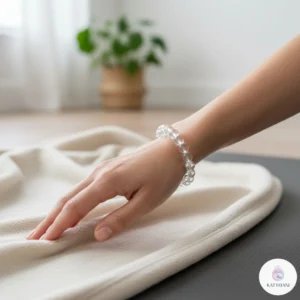 Certified 8mm Clear Quartz crystal bracelet for energy amplification and spiritual clarity, pre-activated for USA customers.