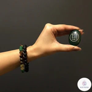 Complete Money Magnet crystal set with 4 wealth bracelets, Green Jade Zibu coin, and Lava diffuser bracelet, pre-activated for USA.