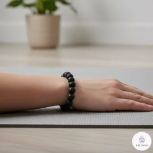 Certified 8mm black Lava rock bracelet for grounding and essential oil diffusion, pre-activated for USA customers.