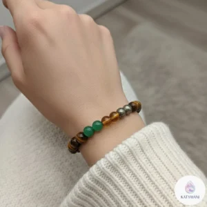 Certified 8mm Money Magnet Bracelet with Citrine, Tiger Eye, Pyrite, and Green Aventurine for wealth attraction, pre-activated for USA.