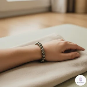 Certified 8mm Pyrite crystal bracelet for wealth and business success, pre-activated for USA customers.