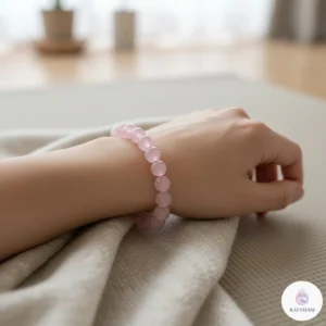 Certified 8mm Rose Quartz crystal bracelet for heart chakra healing and self-love, pre-activated for USA customers.