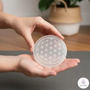 Certified Selenite charging plate for crystal cleansing and energy recharging, pre-activated for USA customers.