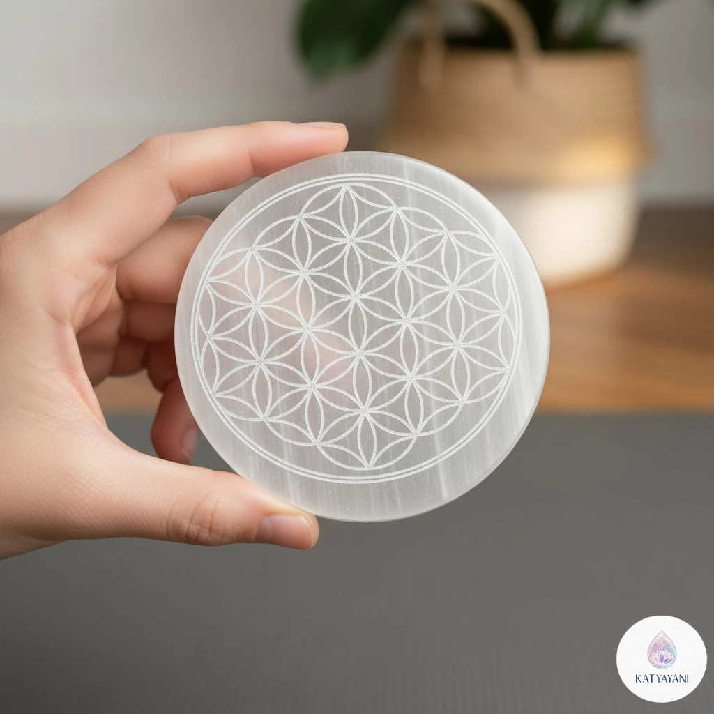 Certified Selenite charging plate for crystal cleansing and energy recharging, pre-activated for USA customers.