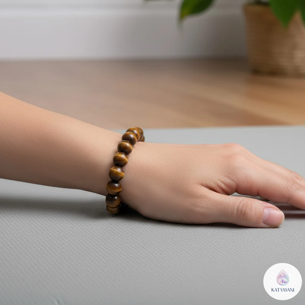 Certified 8mm Brown Tiger Eye crystal bracelet for courage and mental focus, pre-activated for USA customers.